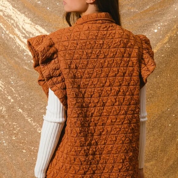 ✨NWT BiBi Quilting Knit Ruffle Sleeve Vest‎ - Picture 10 of 11